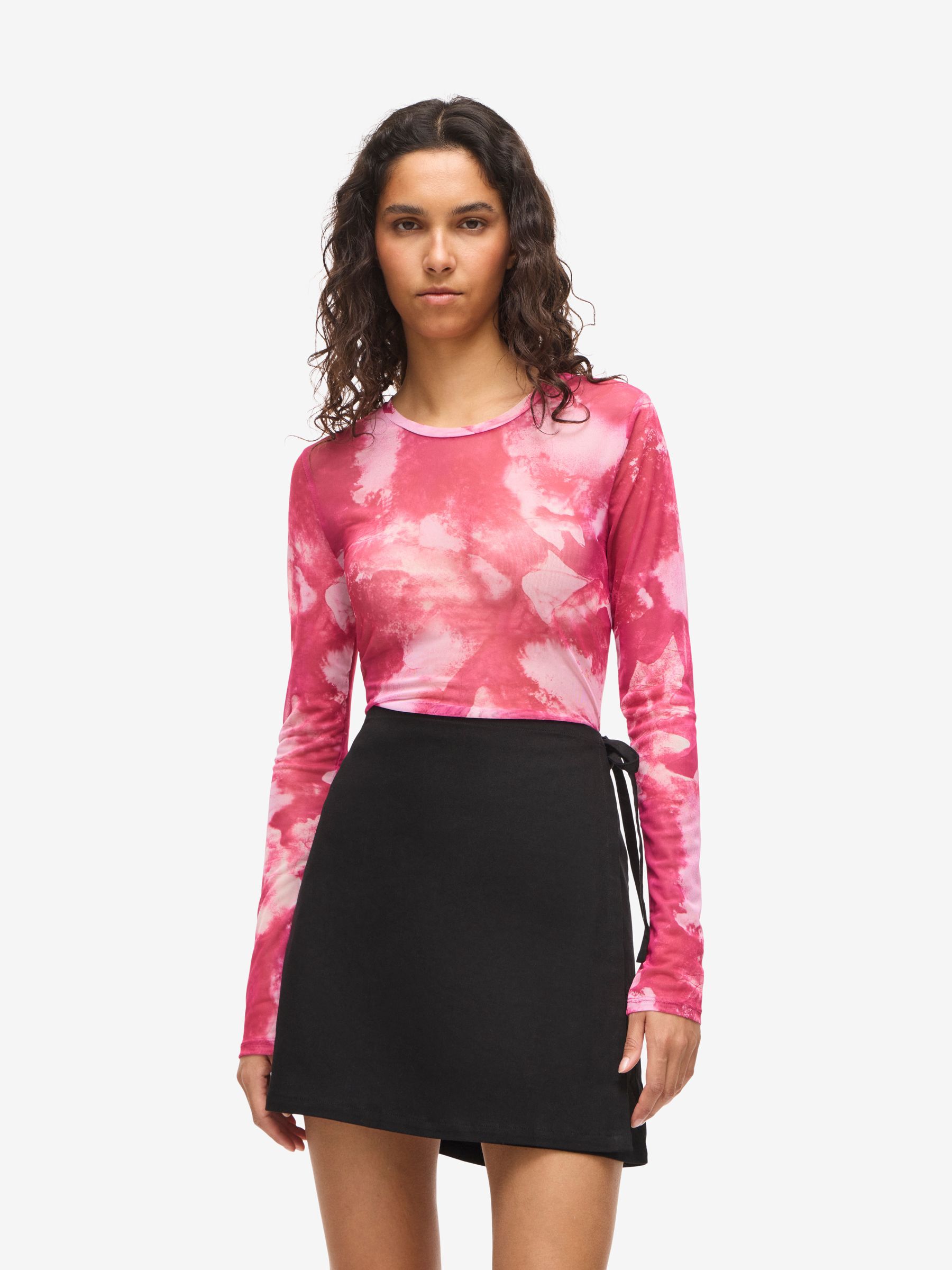LONG SLEEVED MESH TOP | Pink | NOISY MAY®