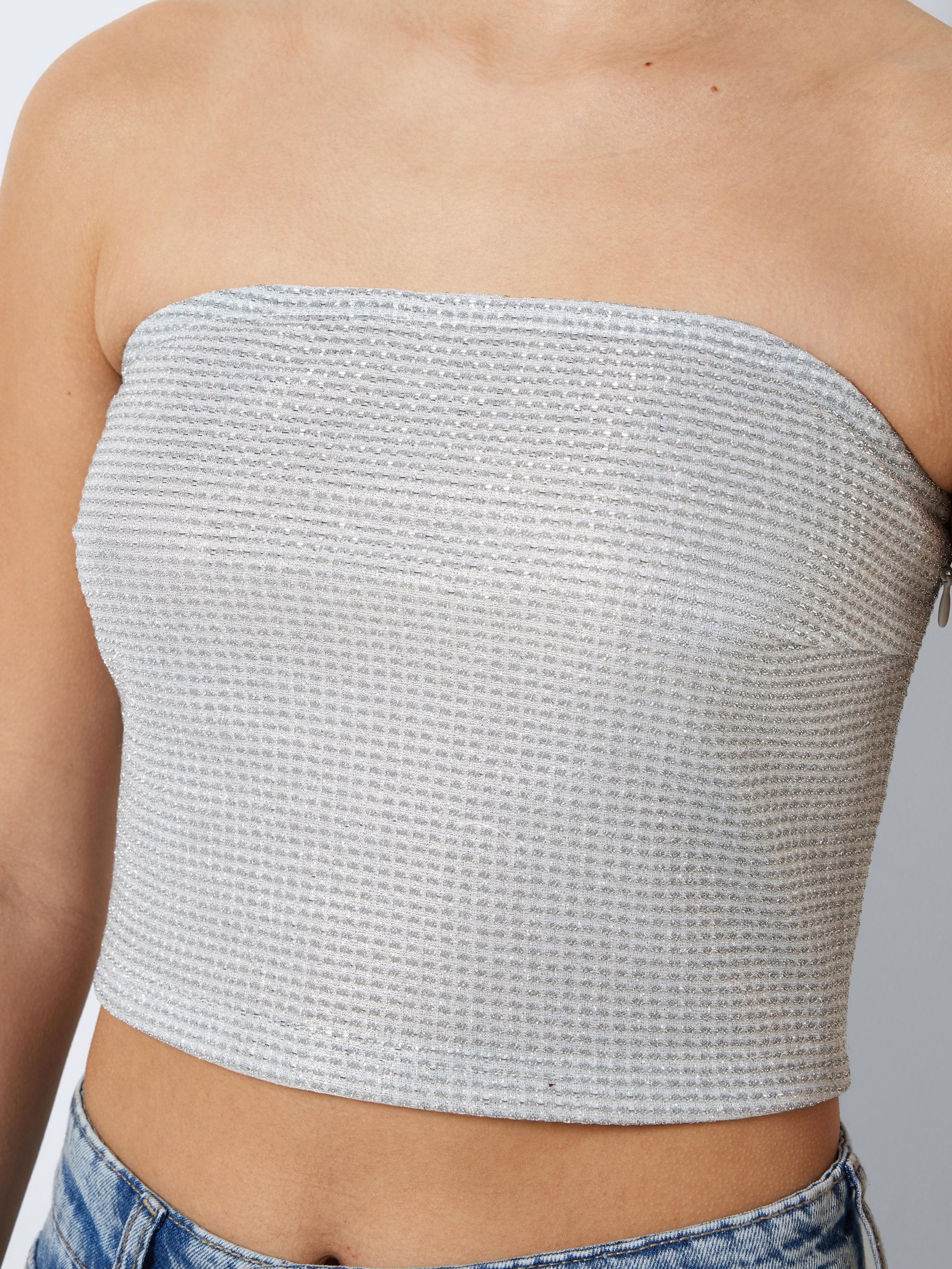 Glitter discount strapless top