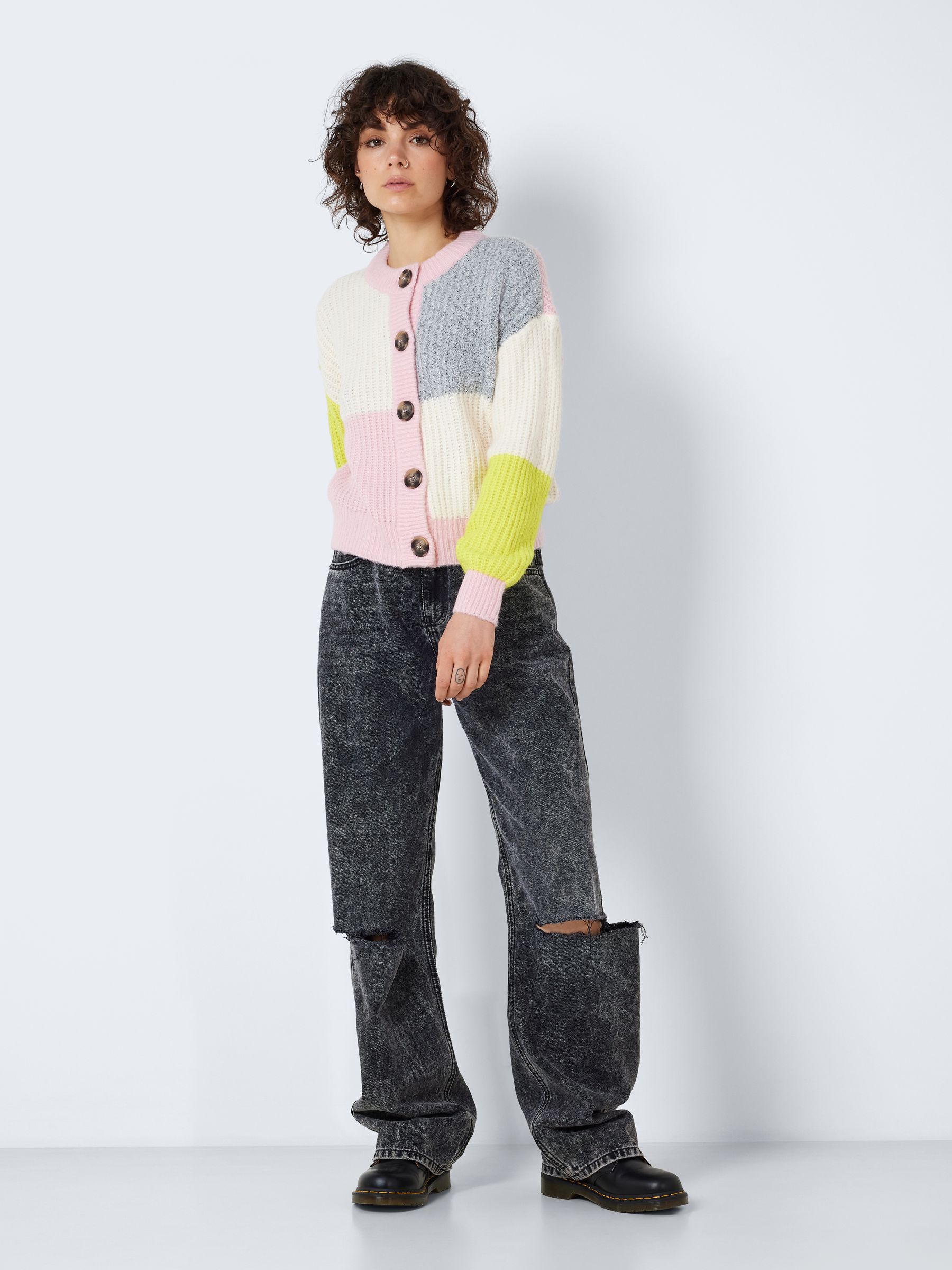 Multi coloured clearance shaggy knit cardigan