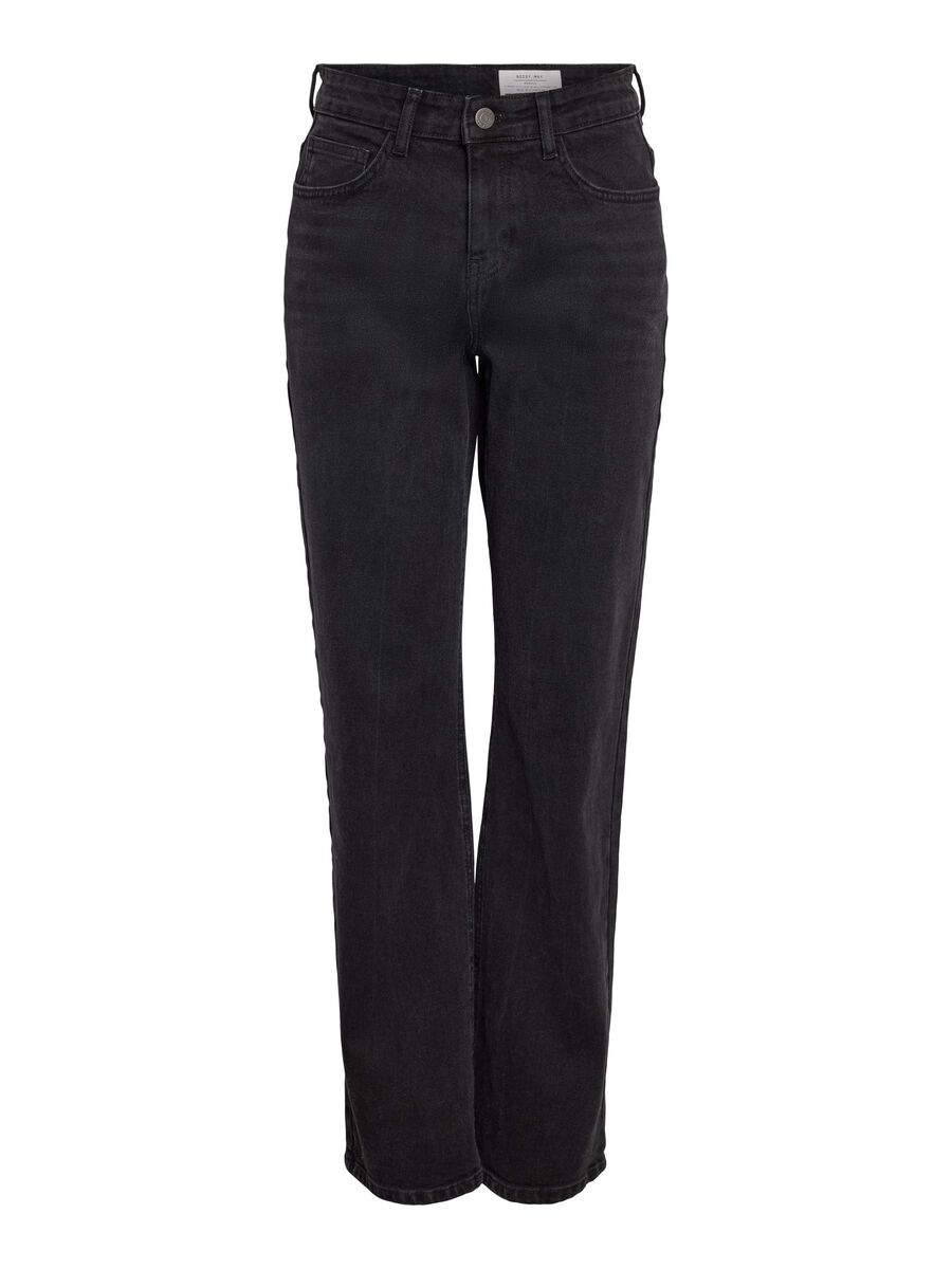 Noisy May NMMONICA STRAIGHT FIT-JEANS, Black Denim, highres - 27032651_BlackDenim_001.jpg