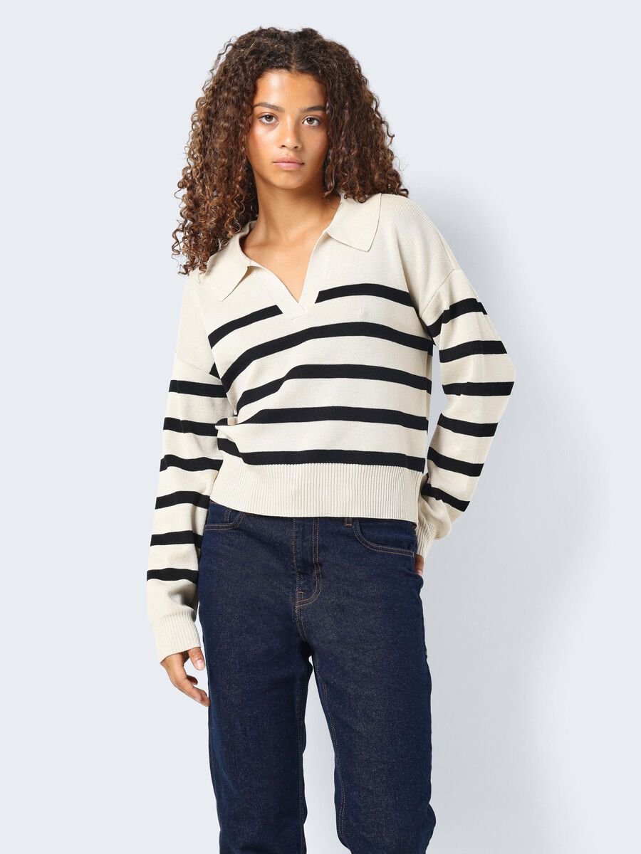 Noisy May KNITTED POLO NECK PULLOVER, Oatmeal, highres - 27029476_Oatmeal_1091192_007.jpg