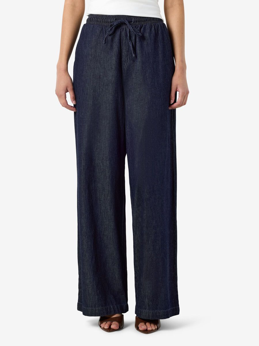 Product tile image - NMENZA WIDE TRACK PANTS, Dark Blue Denim | 27037913_DarkBlueDenim