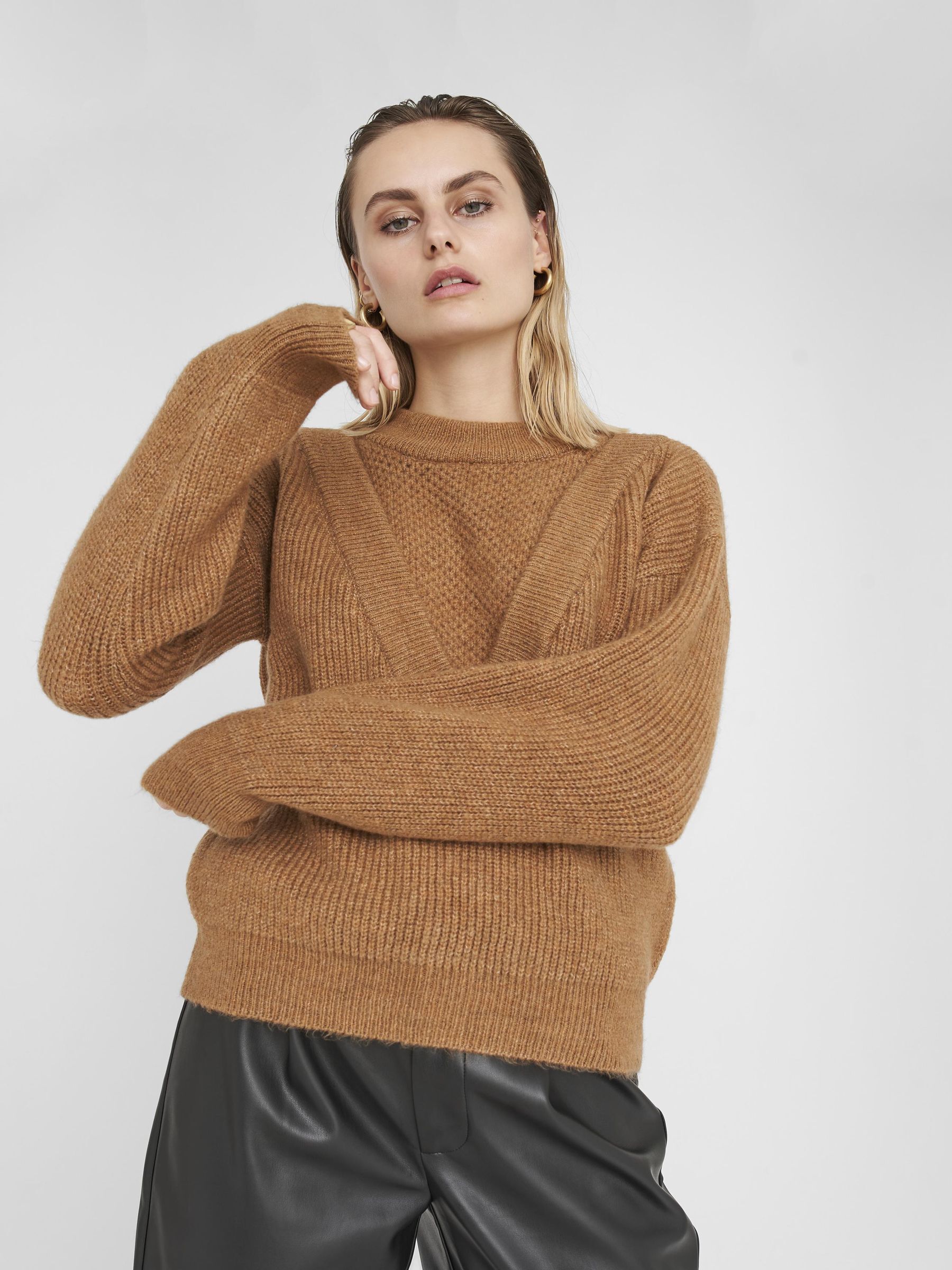 brown patterned jumper