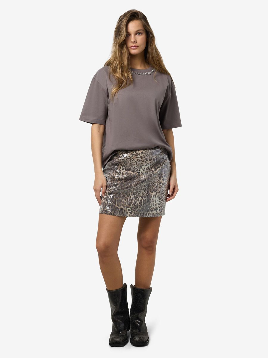 Product carousel image - SEQUIN MINI SKIRT, Silver Mink | 2