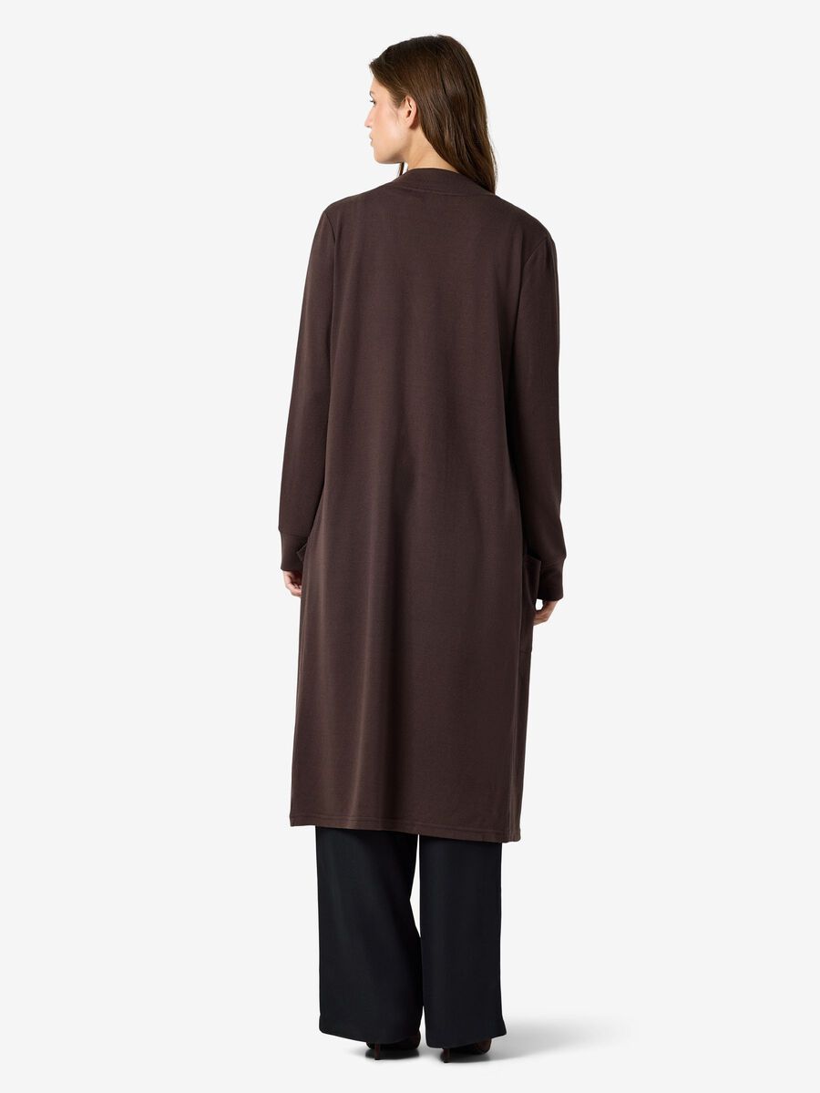 Carousel image - LONG OPEN CARDIGAN, Chocolate Brown | 3