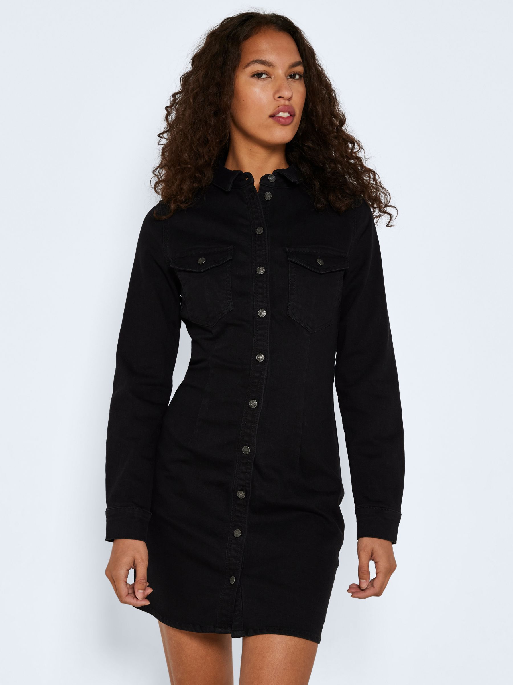 Long sleeve top black denim dress