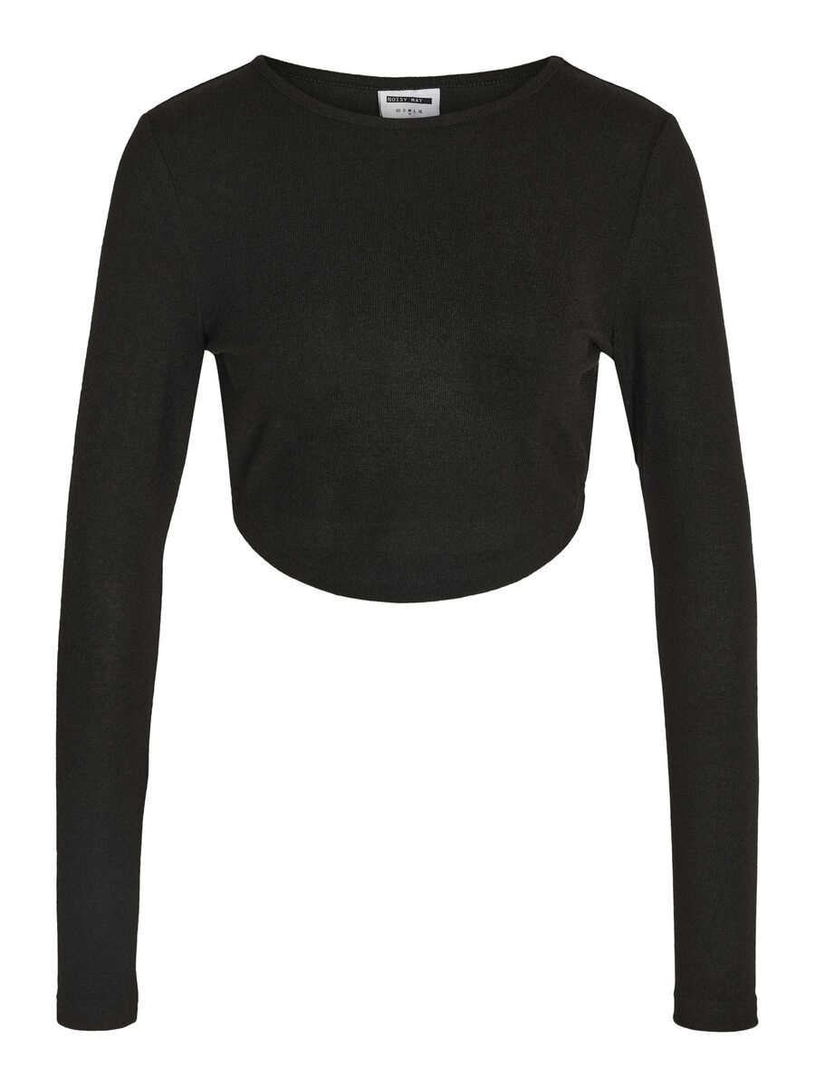 Wardian sag Jernbanestation brænde CROPPED TOP MED LANGE ÆRMER | Sort | NOISY MAY®