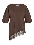 Product image thumbnail - LACE DETAILED T-SHIRT, Chocolate Brown | 1
