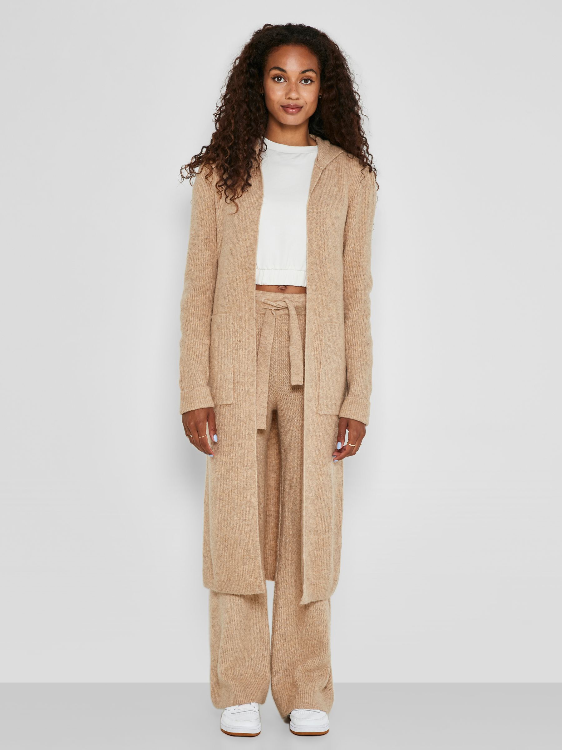 LONG KNITTED CARDIGAN Beige NOISY MAY