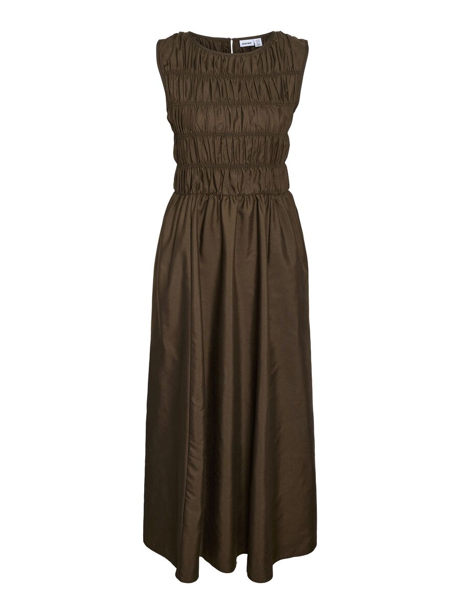 Carousel image - NMFJOLA - MIDI ROBE SMOCK&Eacute;E, Chocolate Brown | 2