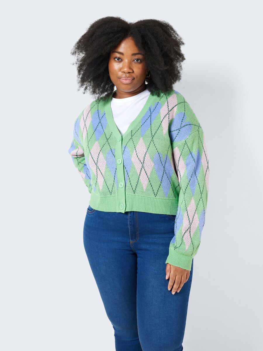 Noisy May CURVE CHEQUERED KNITTED CARDIGAN, Absinthe Green, highres - 27024970_AbsintheGreen_1021080_007.jpg