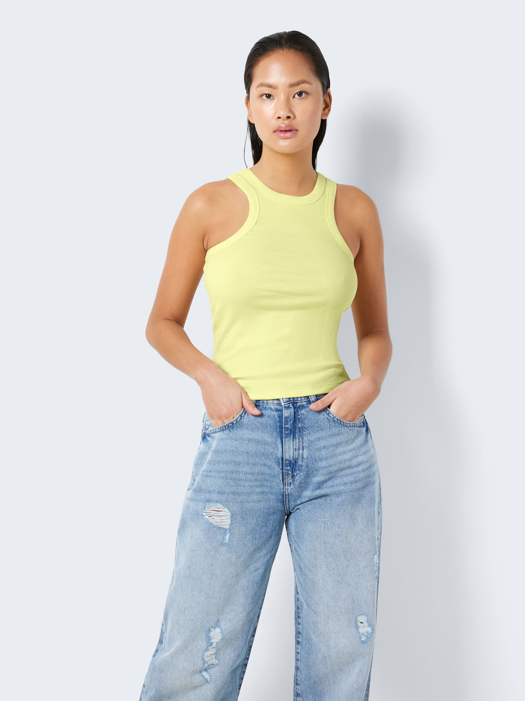 Pale yellow cheap tank top