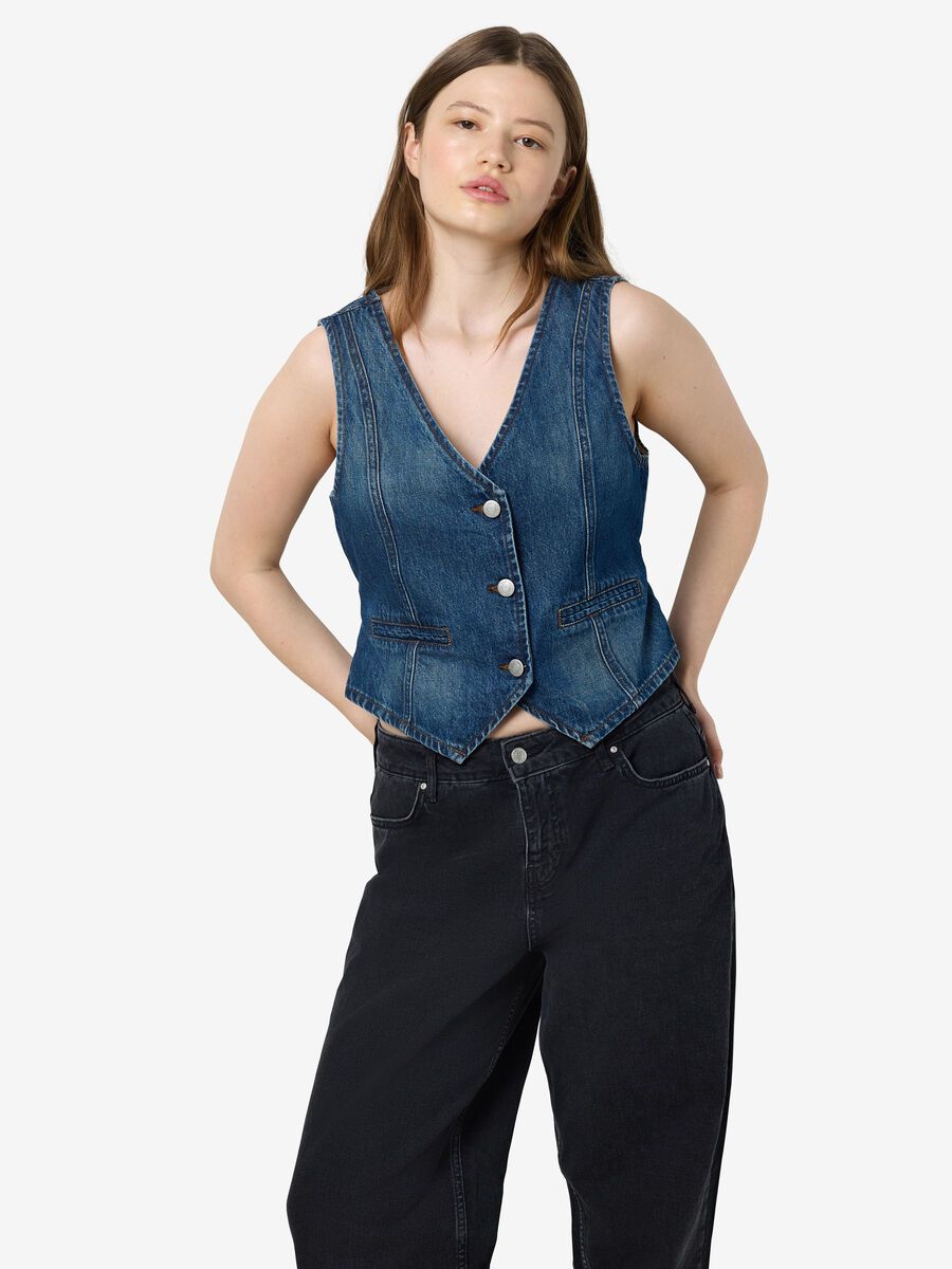 Carousel image - NMSANJA  DENIM VEST, Dark Blue Denim | 6