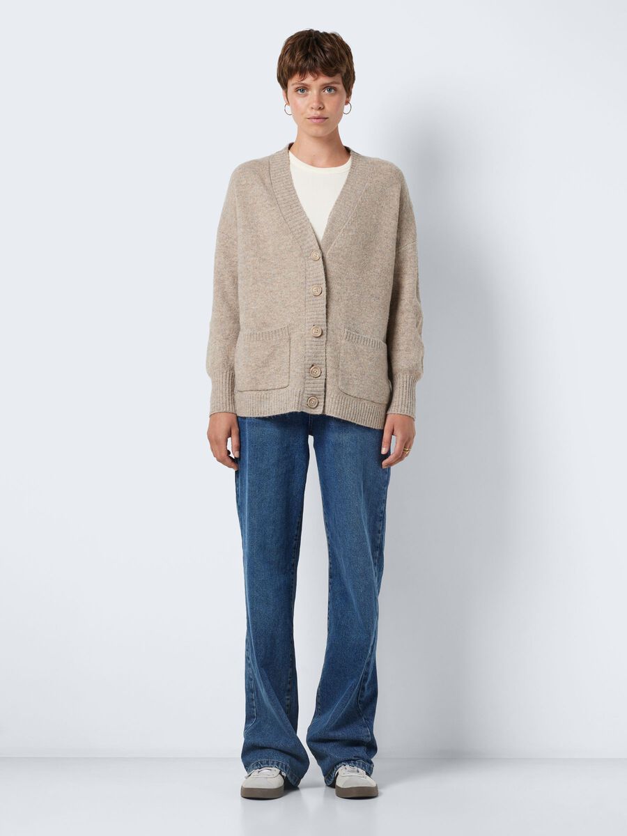 Noisy May - Nmtammy S/L O-Neck Knit Cardi Fwd - 4981003 French Vanilla main image 1