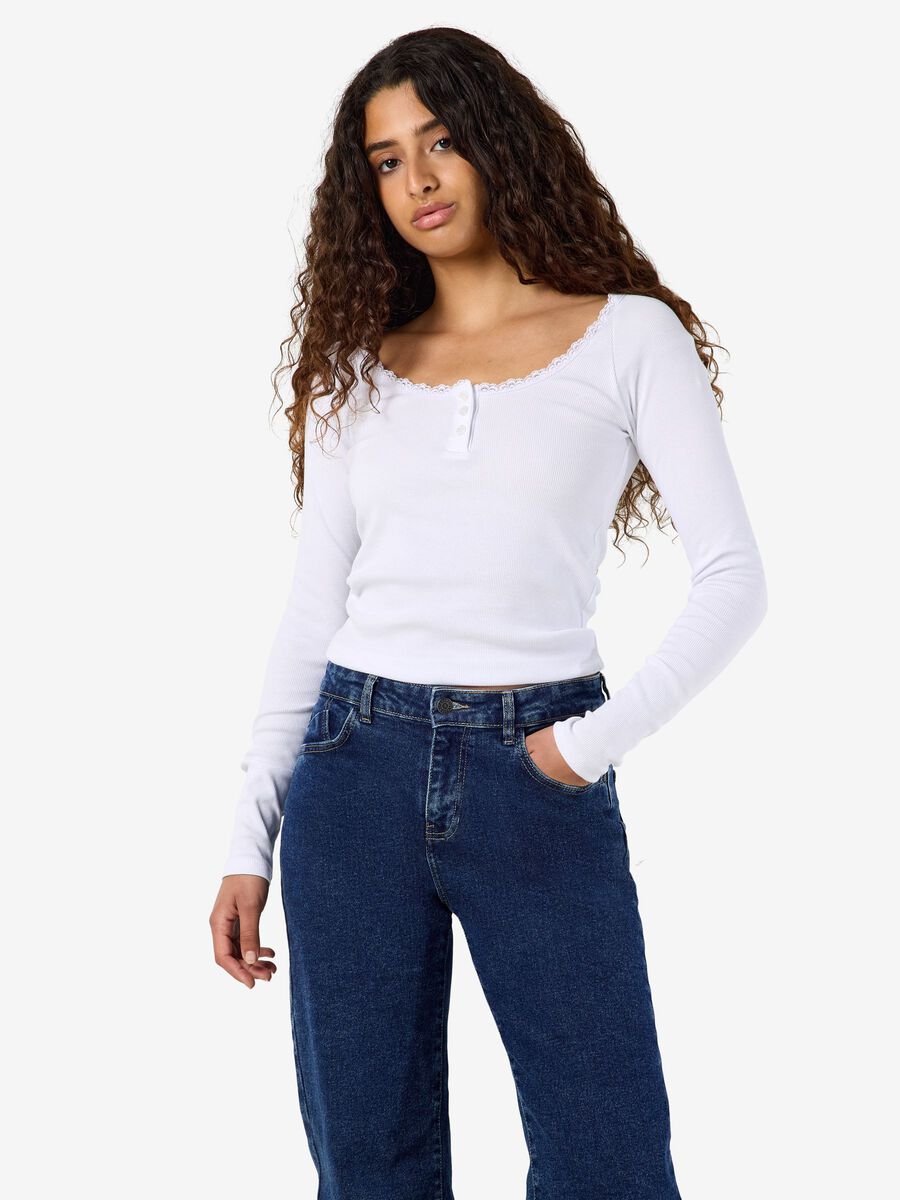 Product tile image NMMAYA LONG SLEEVED TOP, Bright White 27037880_BrightWhite