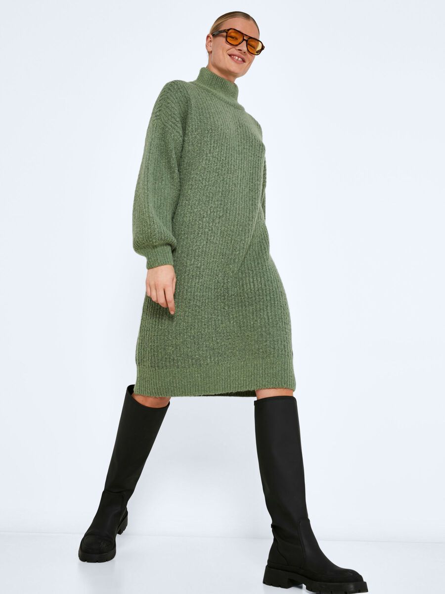 Noisy May HIGH NECK KNITTED DRESS, Hedge Green, highres - 27014086_HedgeGreen_812533_007.jpg