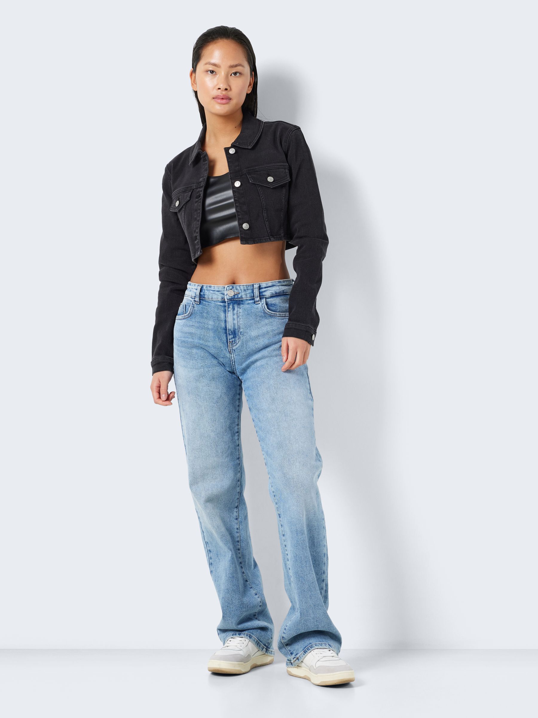 Black denim jacket womens cropped new arrivals