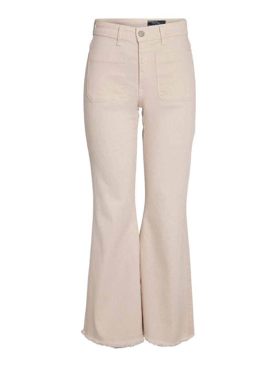 Noisy May NMNAT HIGH WAISTED FLARED JEANS, Ecru, highres - 27025909_Ecru_001.jpg