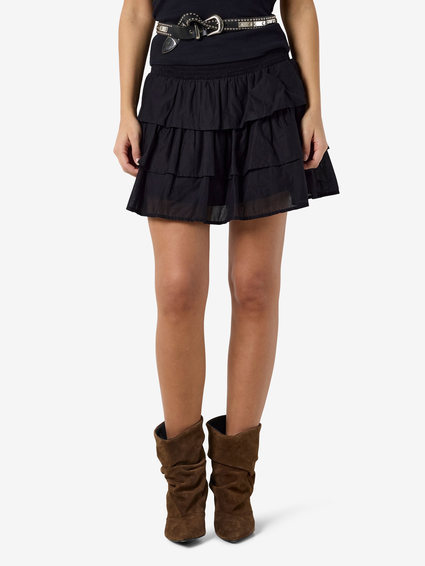 TIERED MINI SKIRT | Black | NOISY MAY®