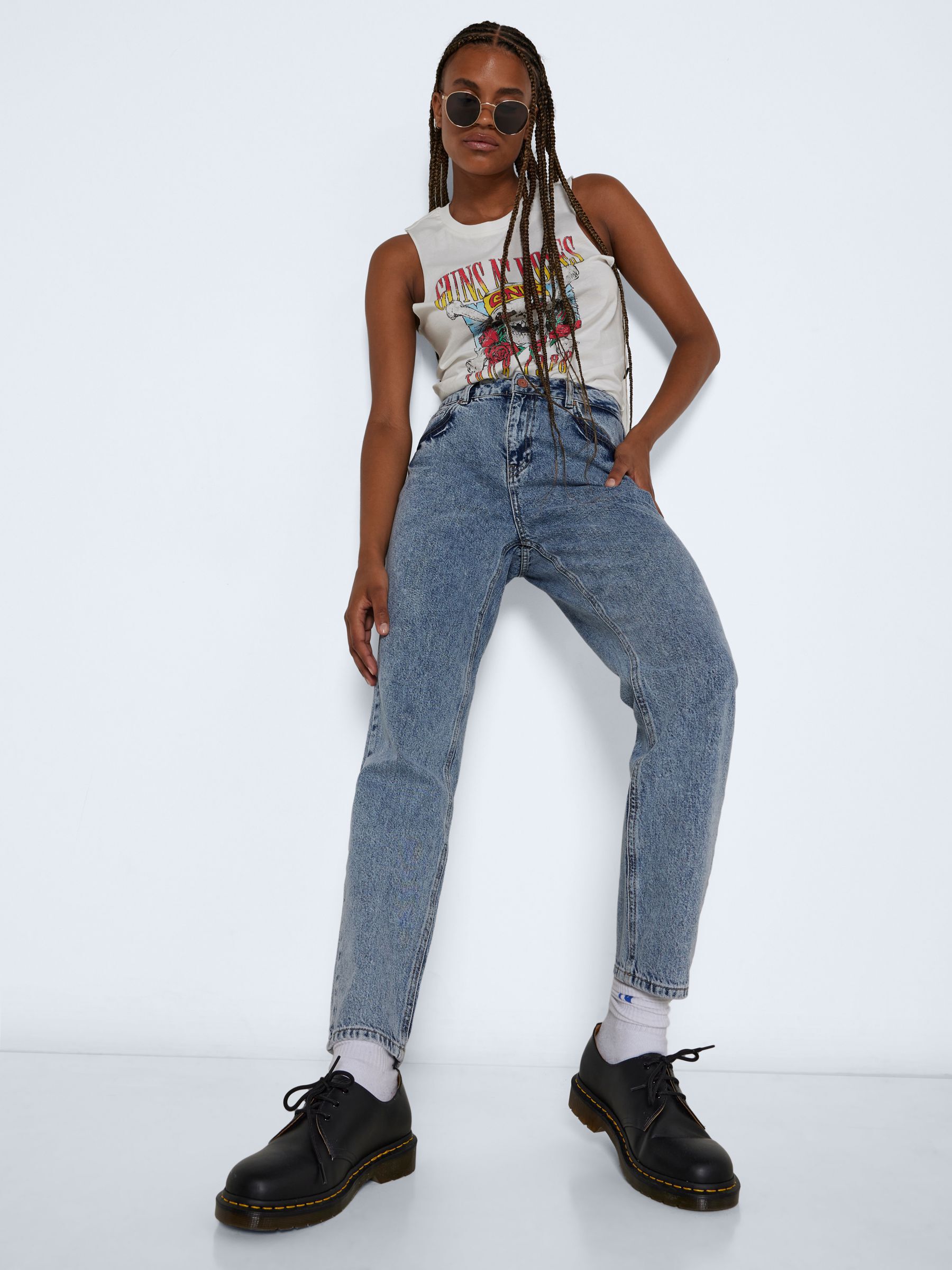 NMISABEL LONGUEUR CHEVILLE A TAILLE HAUTE JEAN MOM Bleu NOISY MAY