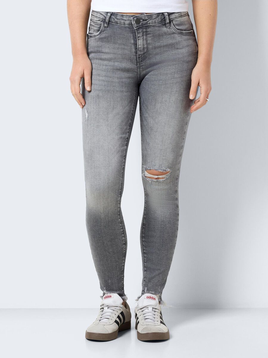 NMKIMMY CROPPED SKINNY FIT JEANS, Grey