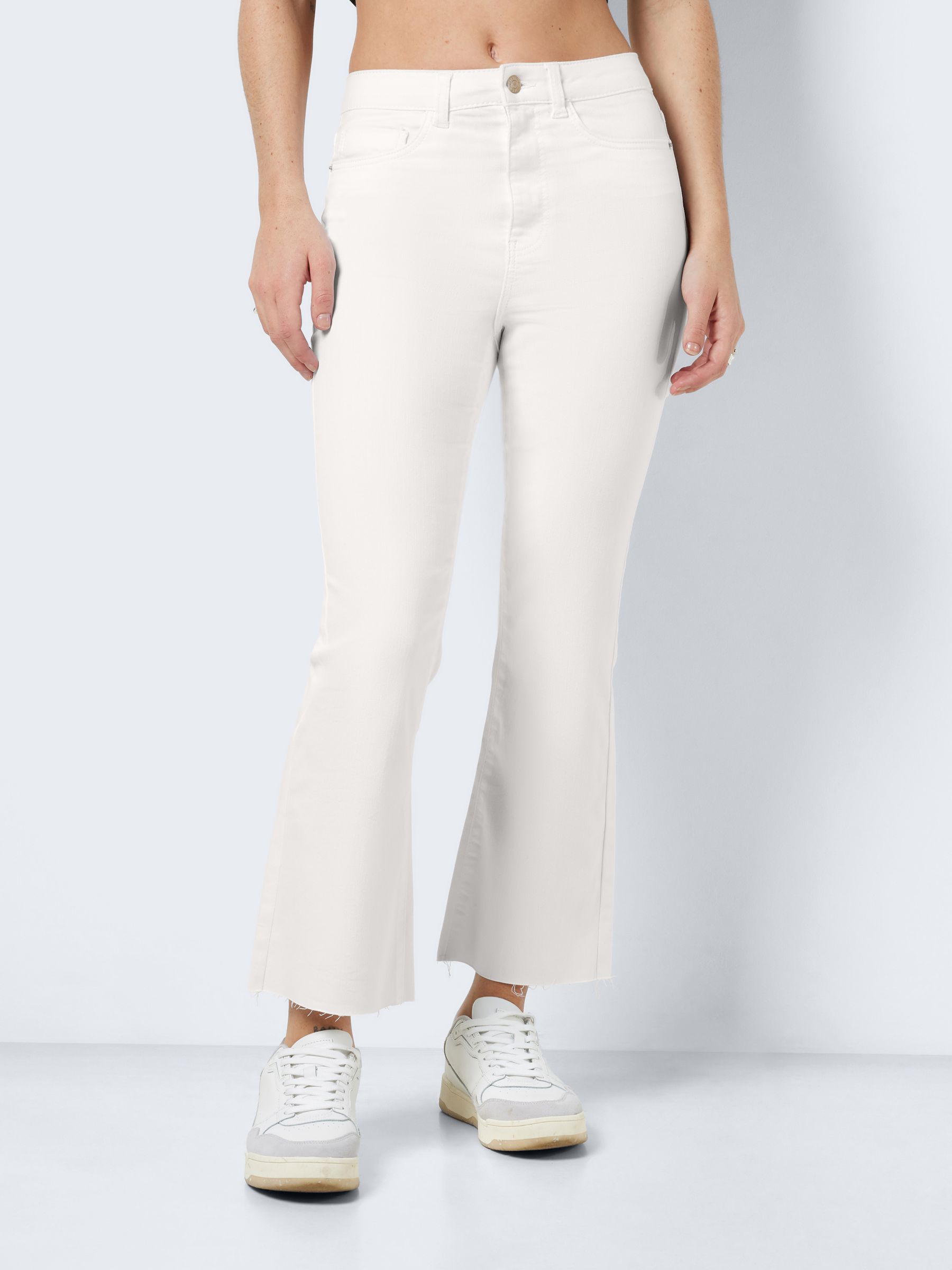 White flare jeans cropped clearance