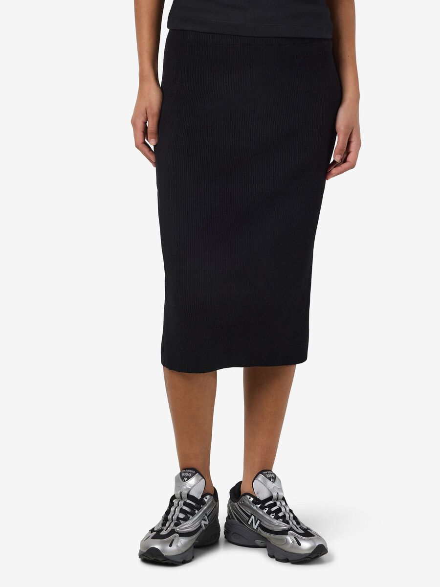 Product carousel image - KNITTED MIDI SKIRT, Black | 1