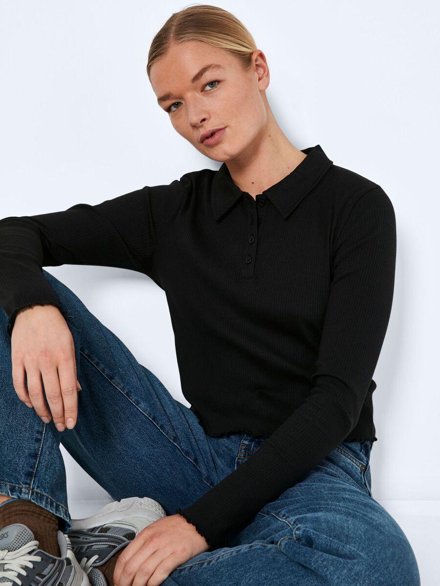 Noisy May CROPPED POLO TOP, Black, highres - 27019903_Black_007.jpg