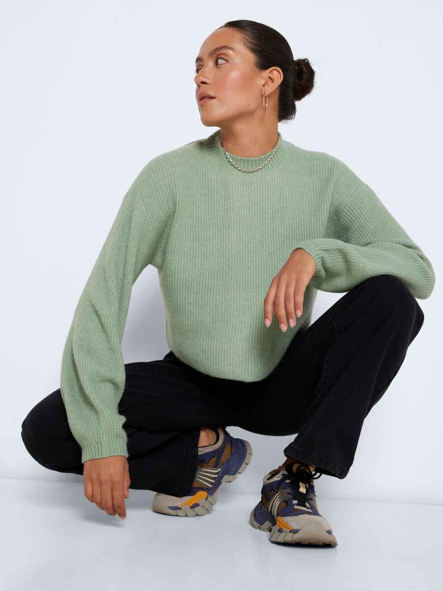 Noisy May VOLUMINOUS SLEEVES KNITTED PULLOVER, Smoke Green, highres - 27022054_SmokeGreen_007.jpg