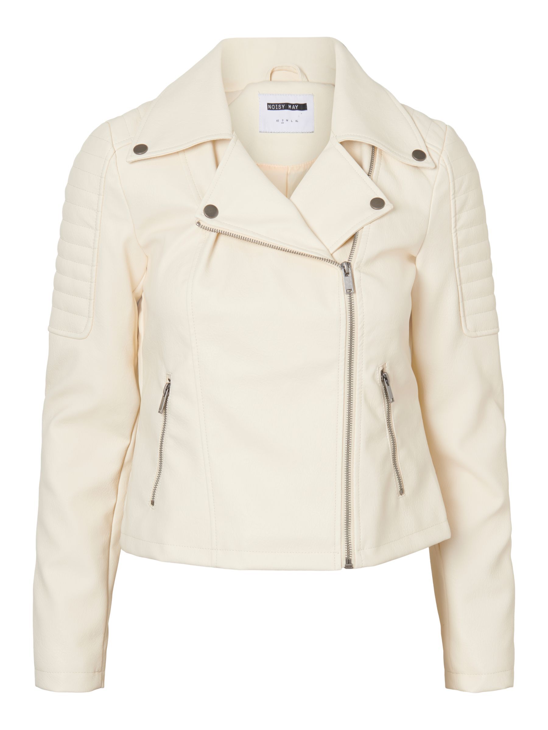 LEATHER LOOK JACKET Beige NOISY MAY