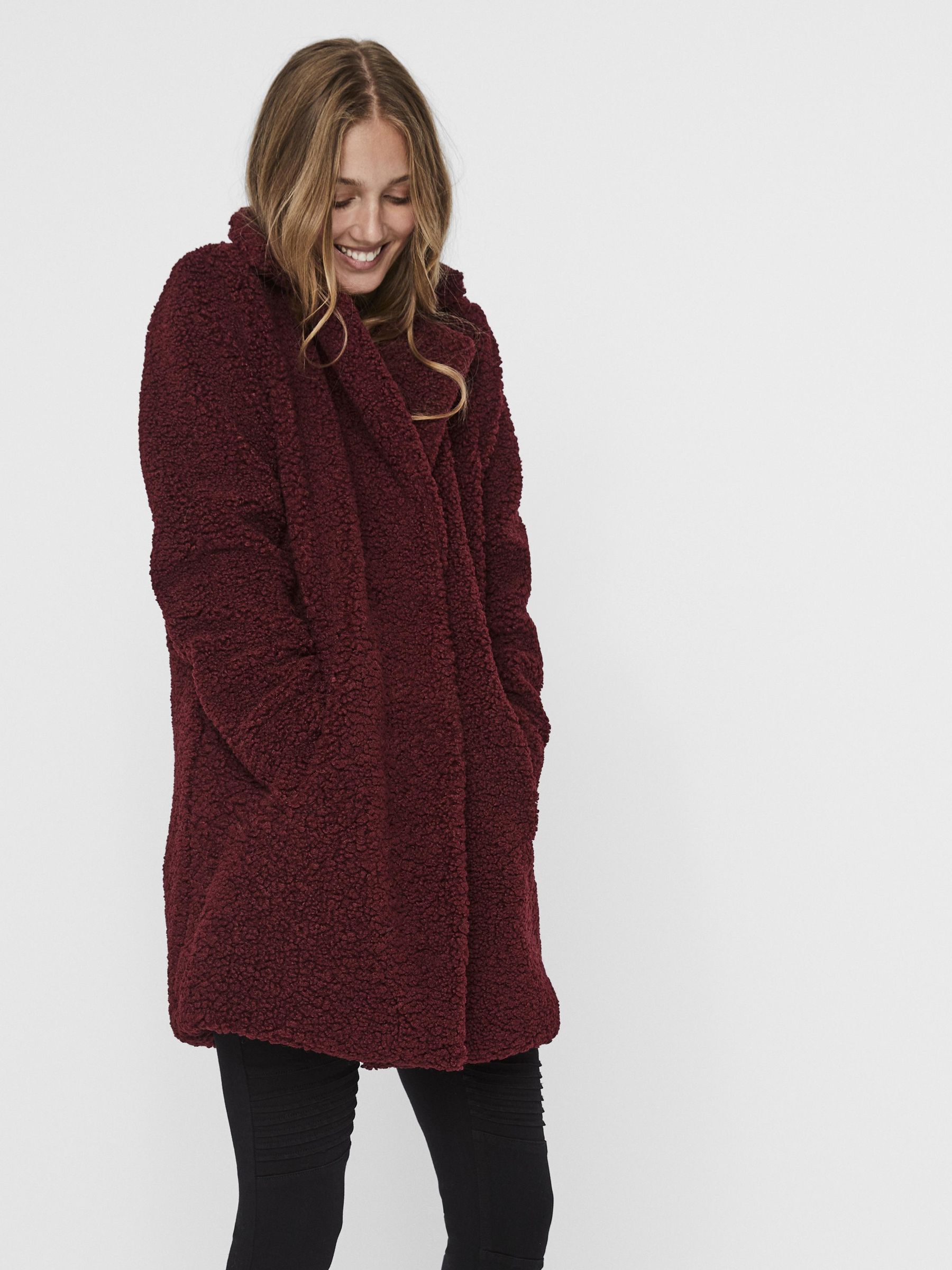 Teddy coat burgundy shop