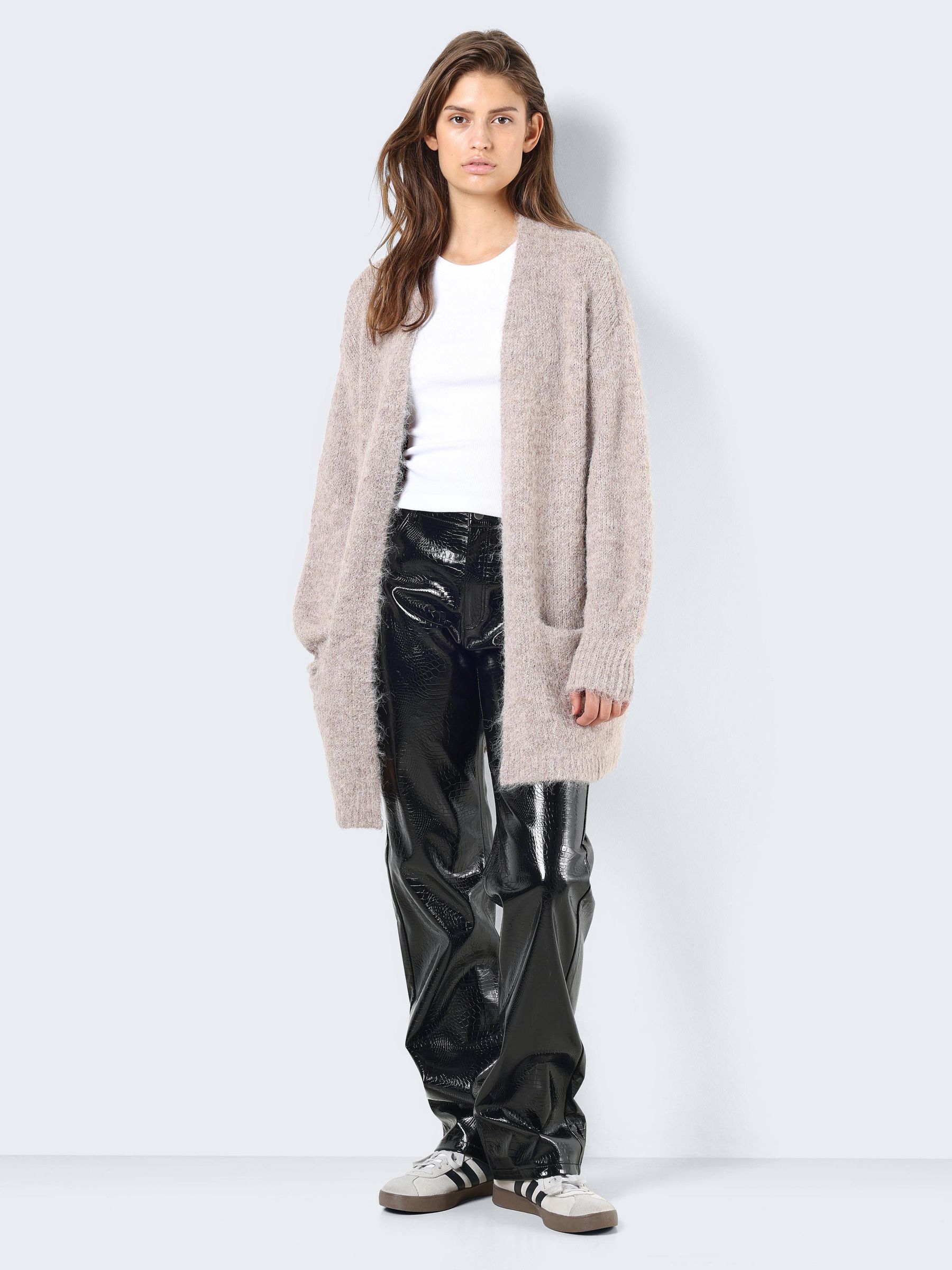 LONG KNITTED CARDIGAN Grey NOISY MAY