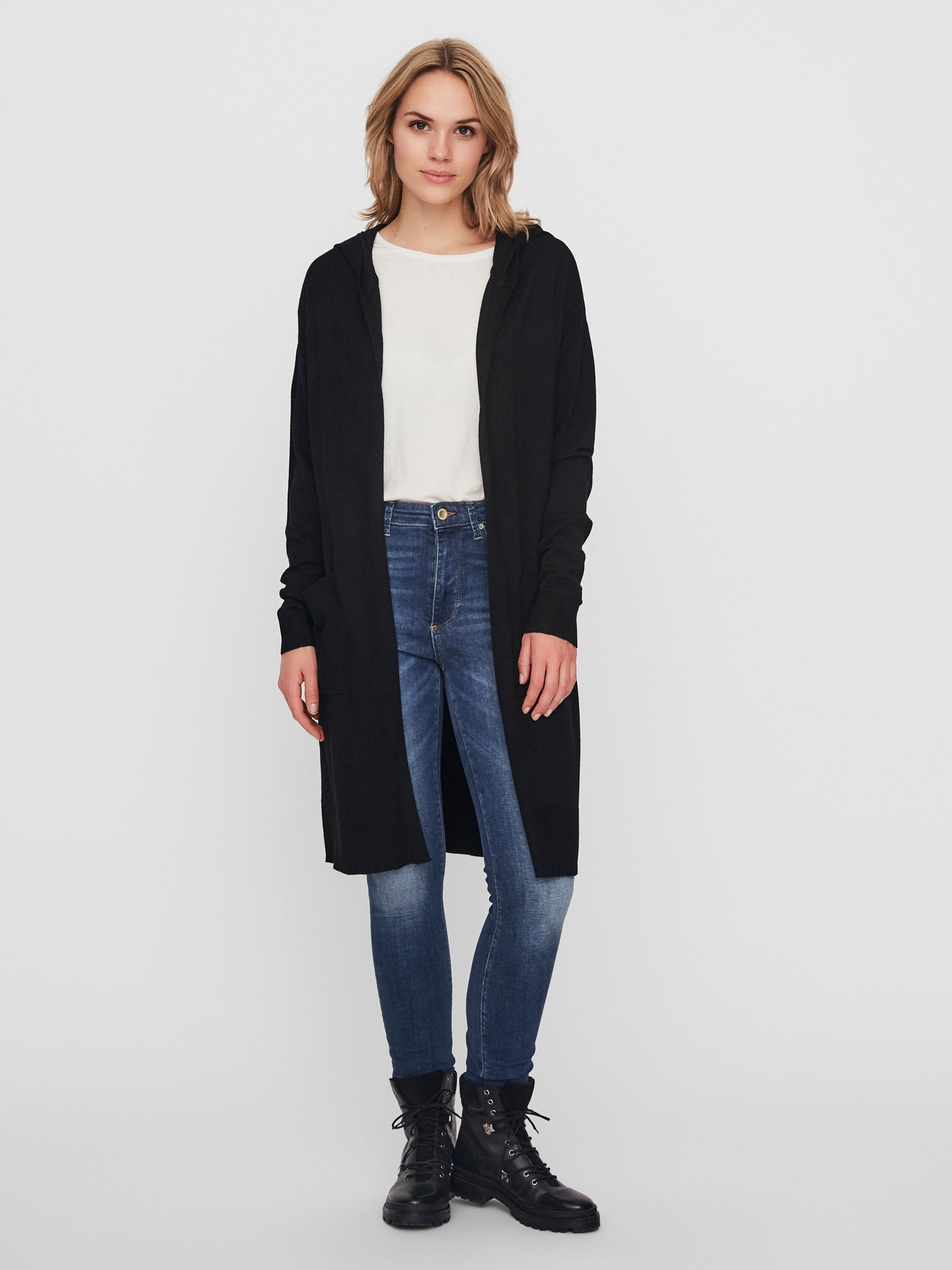 Black knitted 2025 hooded cardigan
