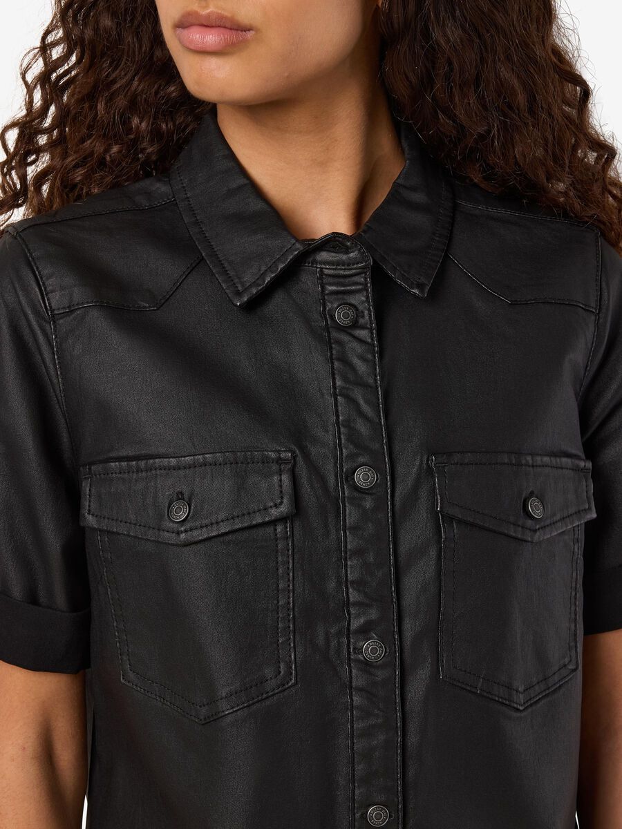Carousel image - COATED DENIM DRESS, Black | 5