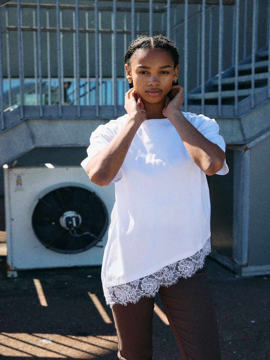 Carousel image - LACE DETAILED T-SHIRT, Bright White | 7