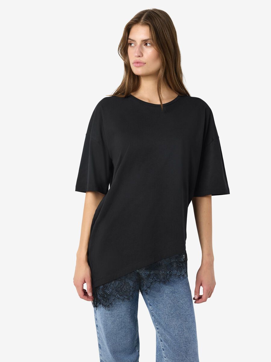 Product tile image - LACE DETAILED T-SHIRT, Black | 27038485_Black_1308812