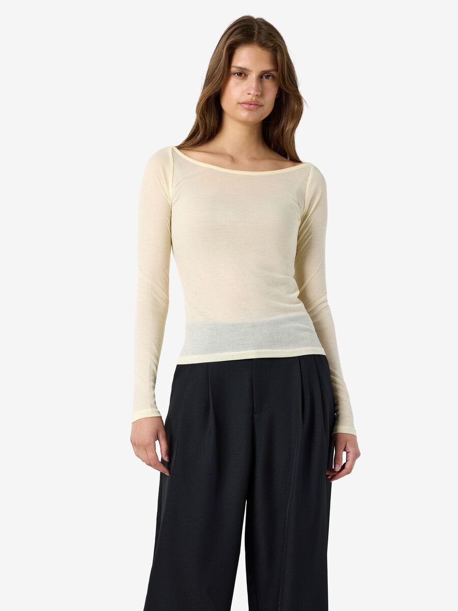Product tile image NMNUSA BOATNECK BLOUSE, French Vanilla 27038235_FrenchVanilla
