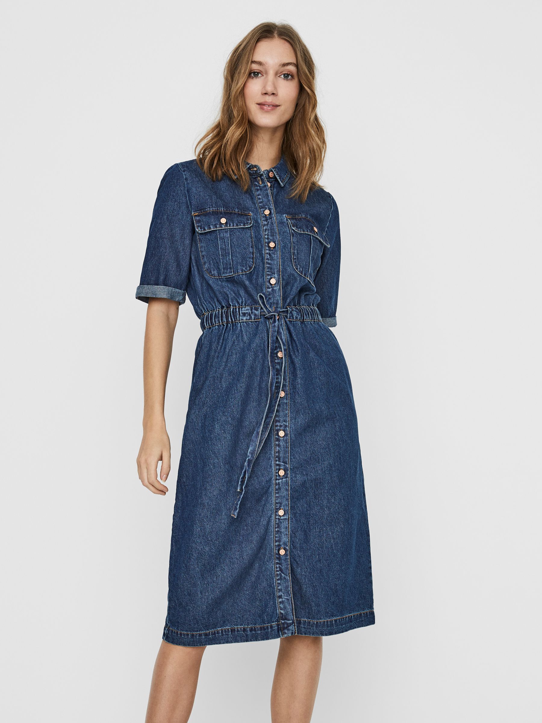 LANGE DENIM JURK Blau NOISY MAY