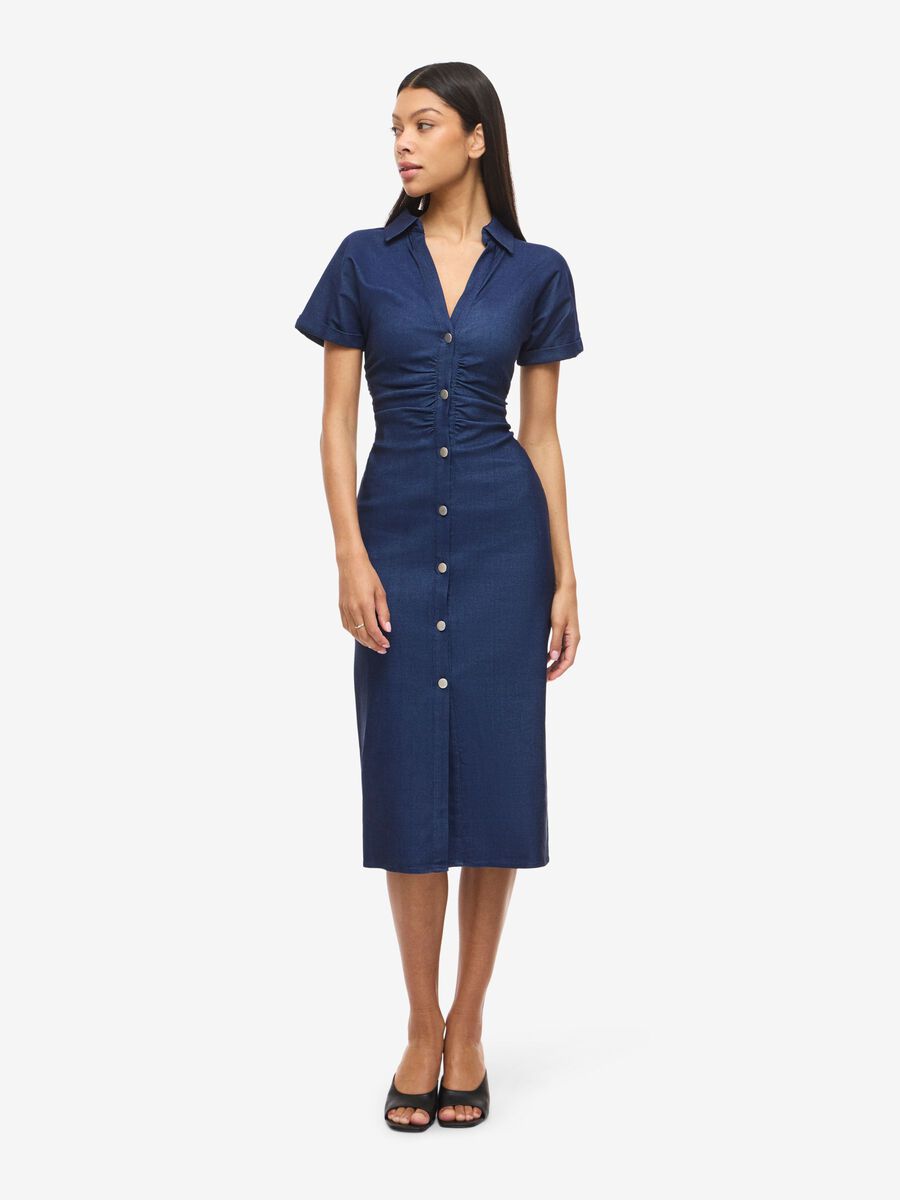 Carousel image - NMJOSEFINA  MIDI DRESS, Dark Medium Blue Denim | 3