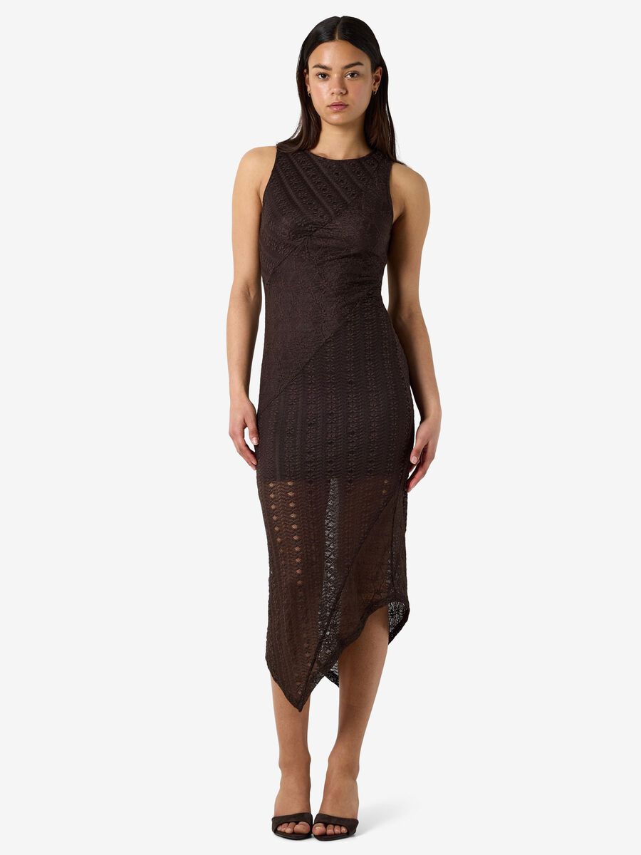 Product tile image - NMBAILEY LACE MIDI DRESS, Chocolate Brown | 27038846_ChocolateBrown