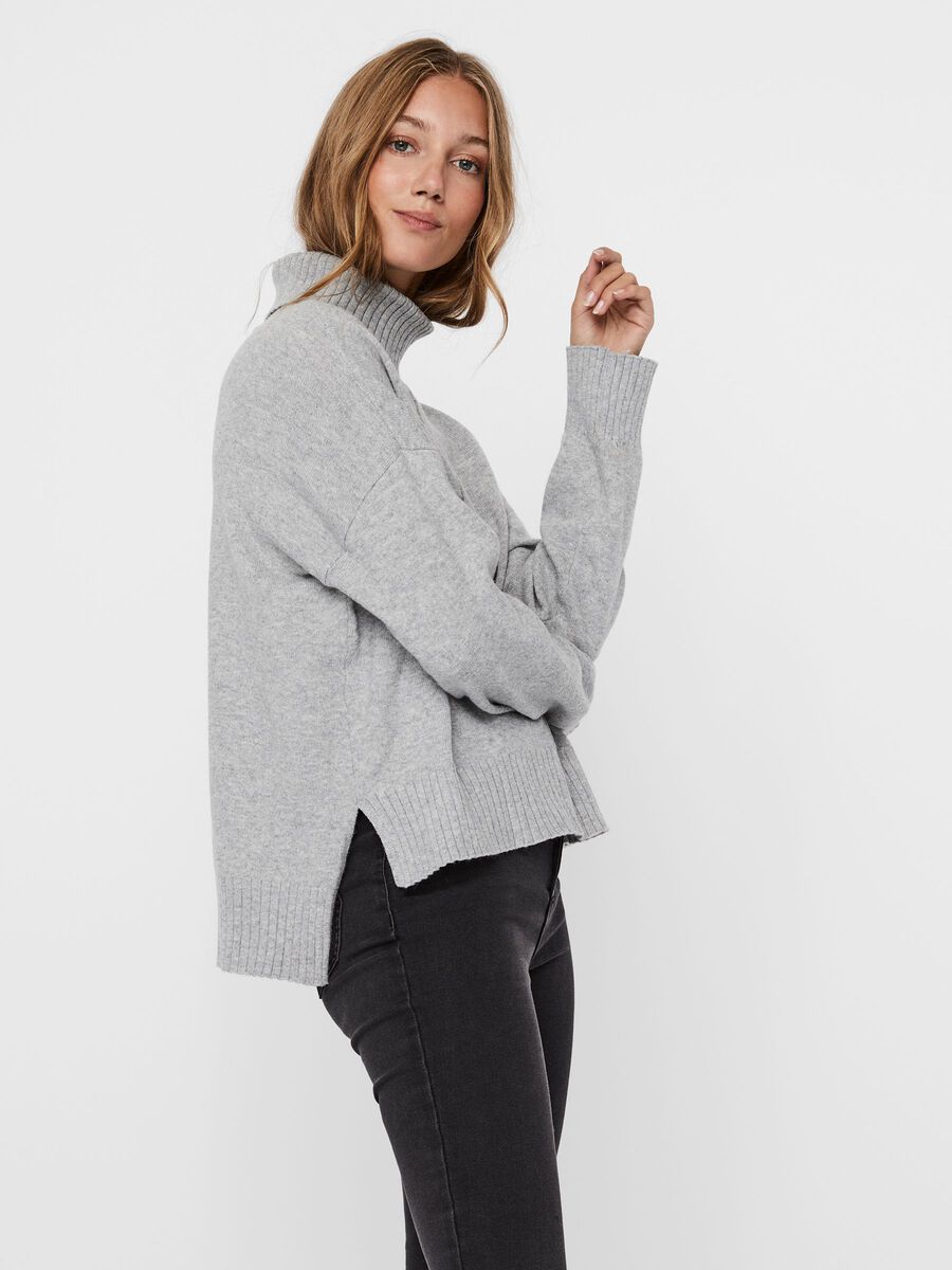 Noisy May ROLLKRAGEN STRICKPULLOVER, Light Grey Melange, highres - 27012821_LightGreyMelange_003.jpg