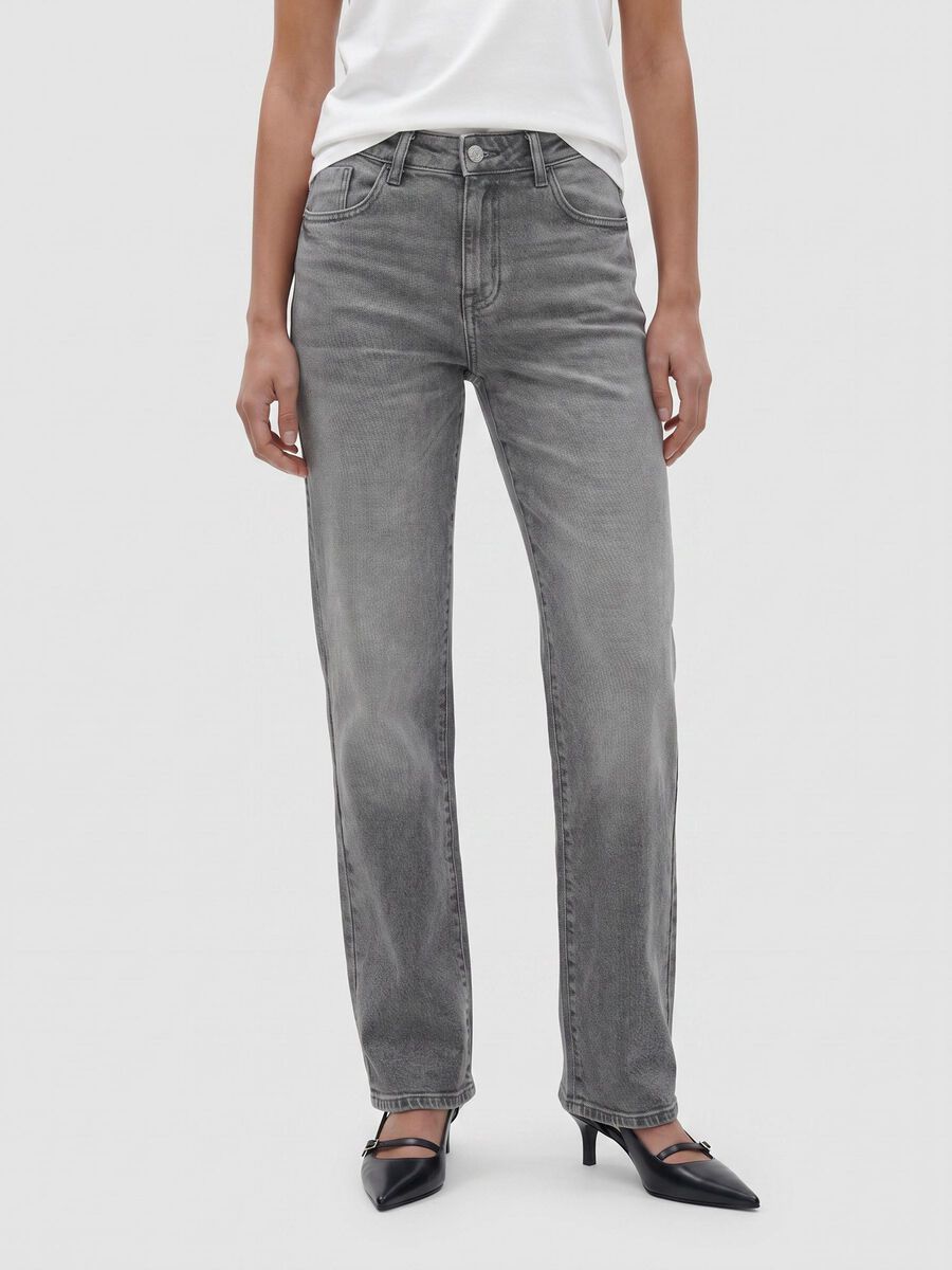 Product tile image - NMYOLANDA STRAIGHT FIT JEANS, Dark Grey Denim | 27030419_DarkGreyDenim