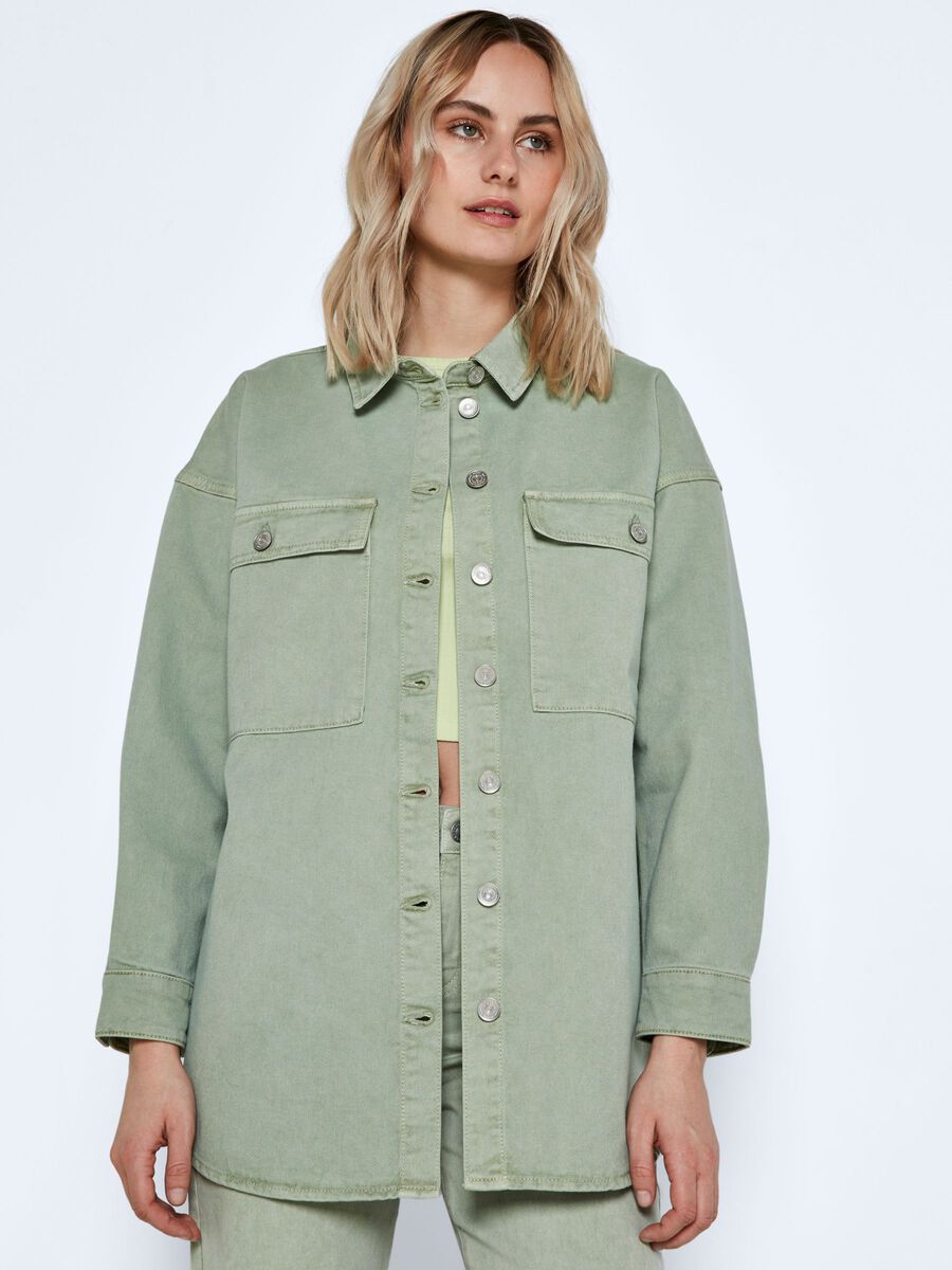 Noisy May À TEINTURE NATURELLE CHEMISE EN JEAN, Fog Green, highres - 27021208_FogGreen_007.jpg
