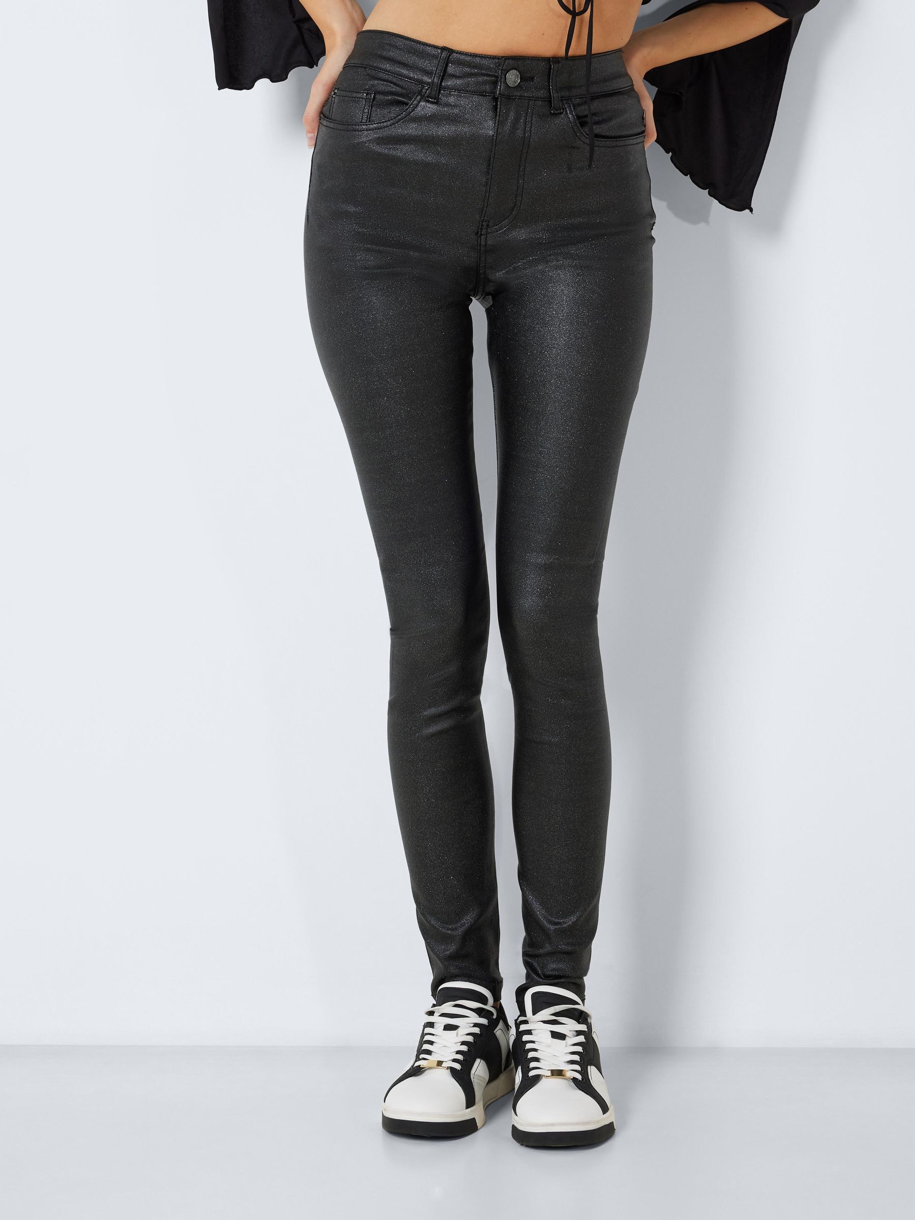 NMCALLIE GLITTER SKINNY FIT JEANS Black NOISY MAY