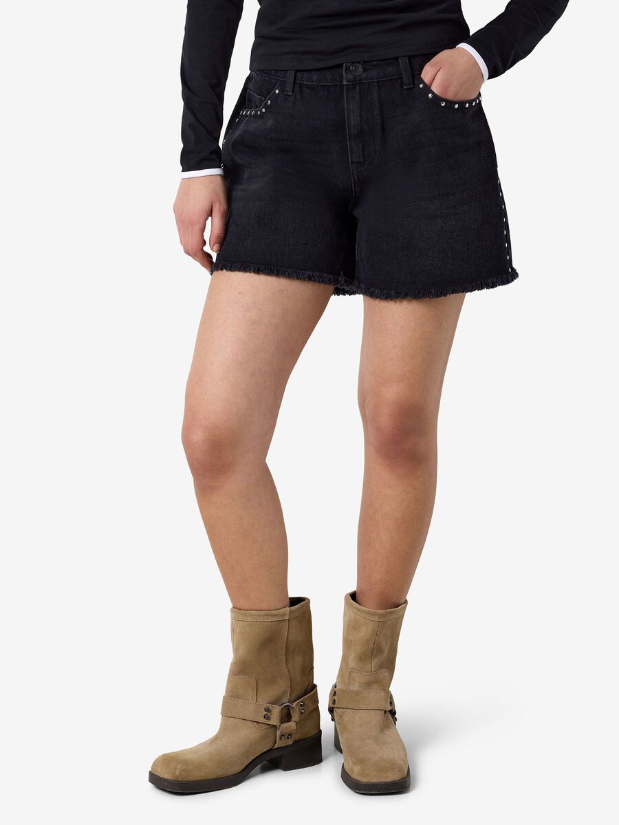Product tile image - NMSMILEY  DENIM SHORTS, Black Denim | 27039446_BlackDenim