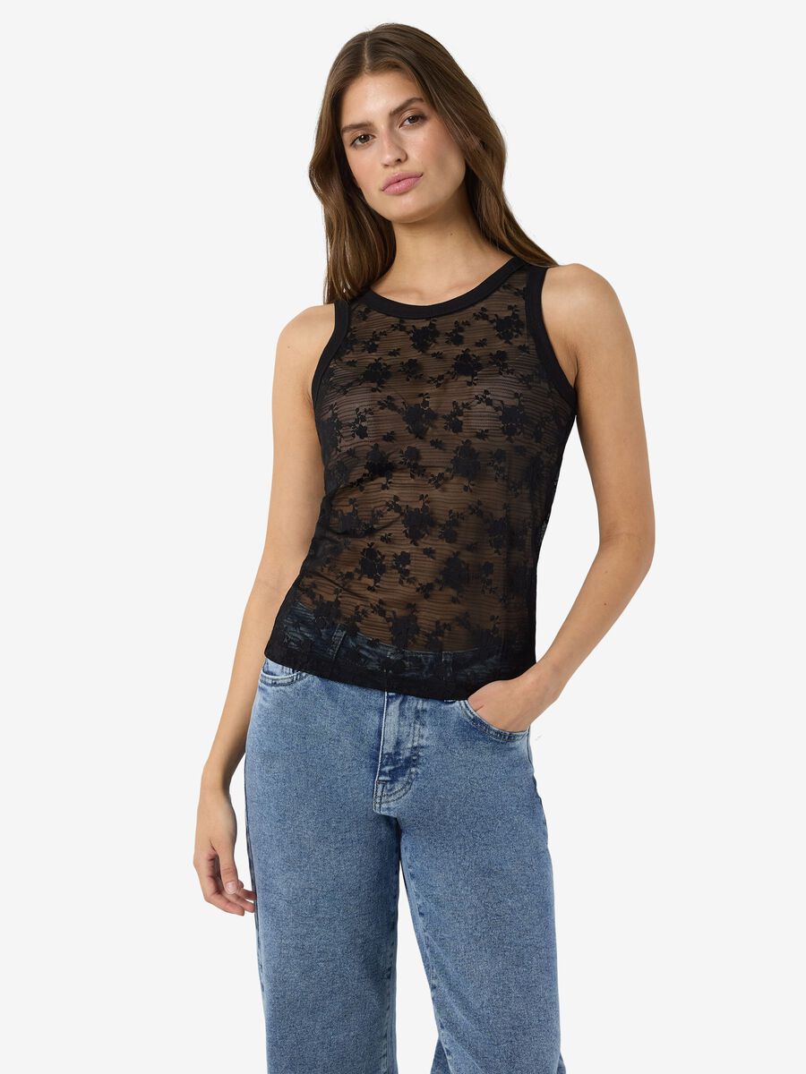 Carousel image - NMEVE LACE SLEEVELESS TOP, Black | 6