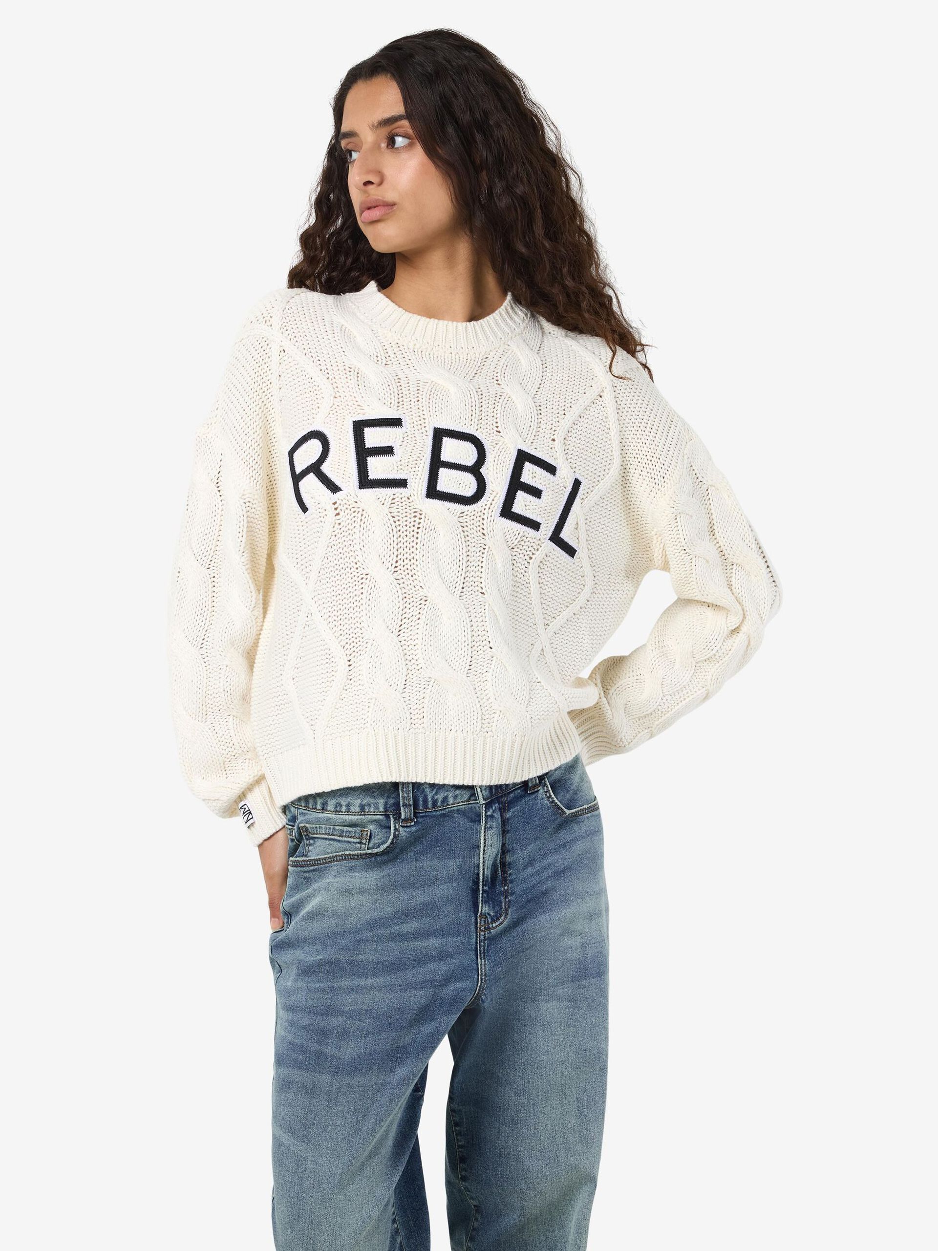 Carousel image - CABLE KNIT JUMPER, Birch | 6