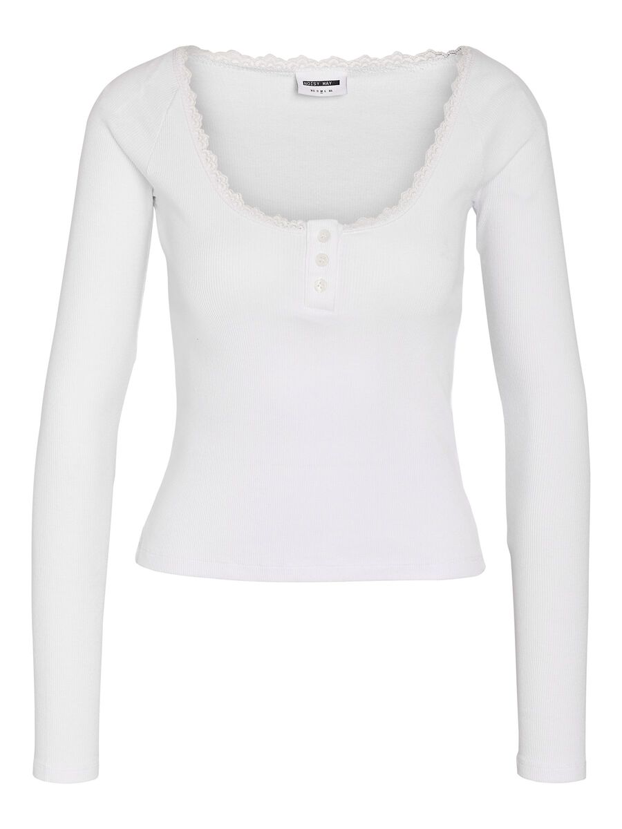 Carousel image - NMMAYA LONG SLEEVED TOP, Bright White | 2