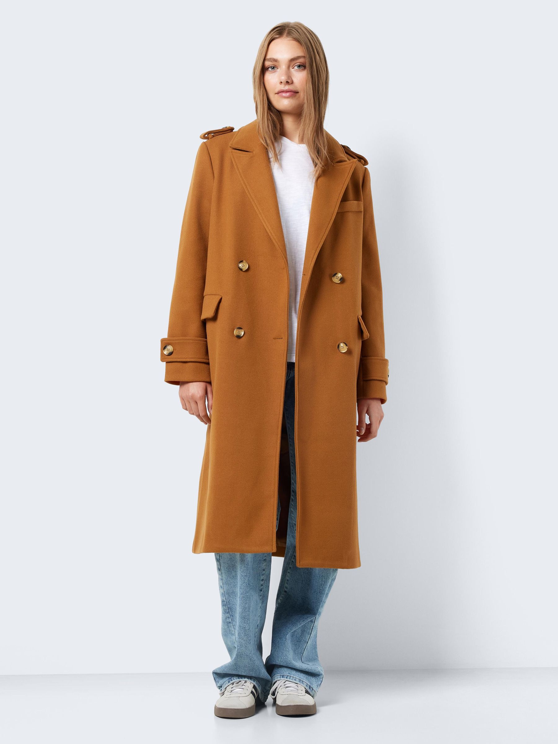 Long manteau marron store