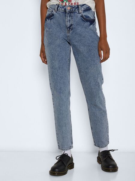 Noisy May NMISABEL ENKELLANGE HIGH-WAIST MOM JEANS, Medium Blue Denim, highres - 27021578_MediumBlueDenim_003.jpg